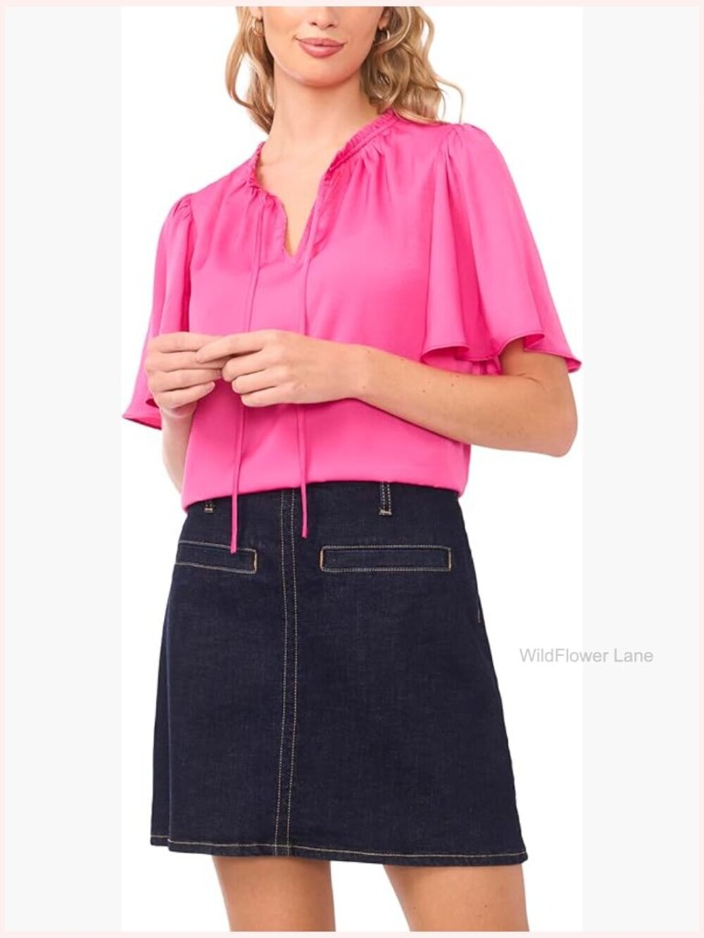 Tie Neck Princess Sleeve Blouse